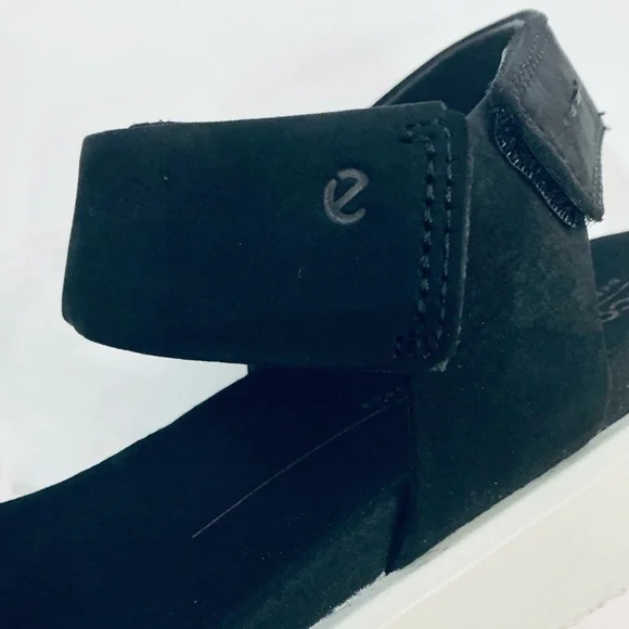 ECCO, Women's Flowt Adjustable Sandals in Black Nubuck Leather, Size 7 - 7.5